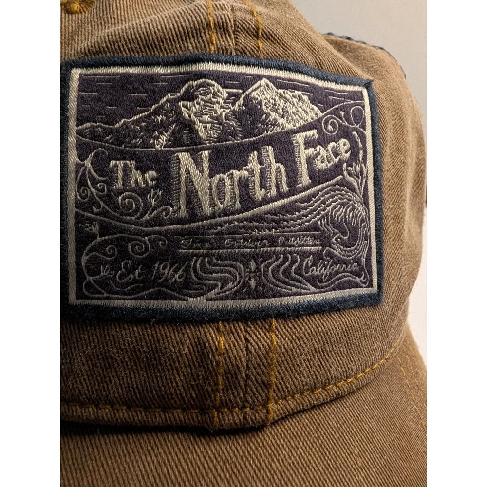The North Face Unisex Brown Navy Mesh Trucker Hat Snapback Mountain Patch Cap
